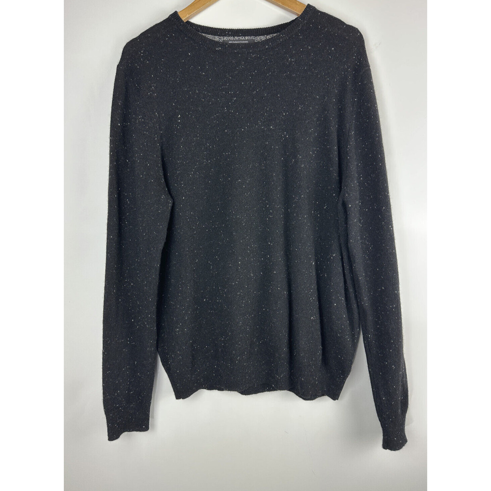 Nordstrom Men's Shop 100% Cashmere LS Crew Neck Sweater Black Speckled Medium - Picture 10 of 12